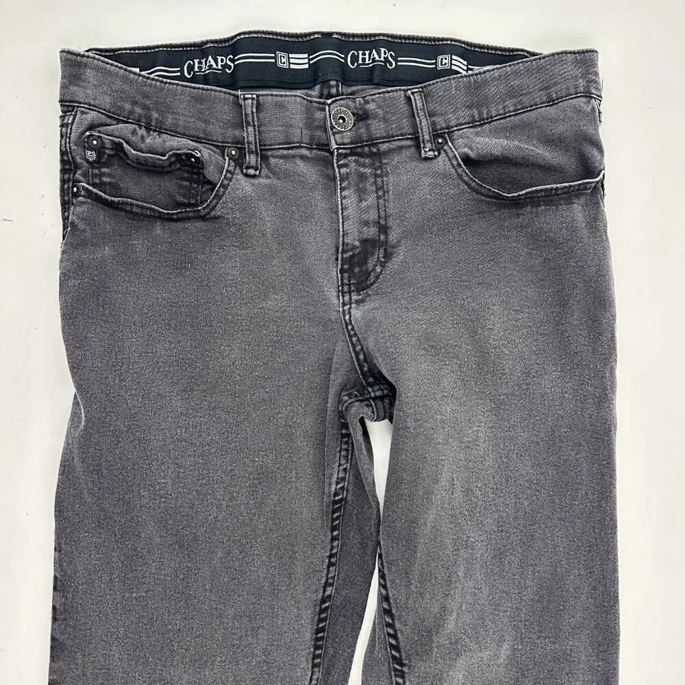 Chaps Jeans Mens 34x30 Black Slim Straight Denim‎ Pant